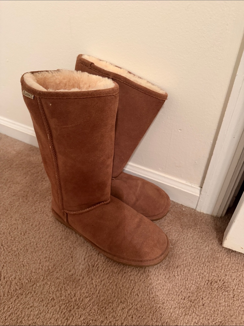 Bear Paw Classic Shearling-Lined Tall Suede Boots - Brown